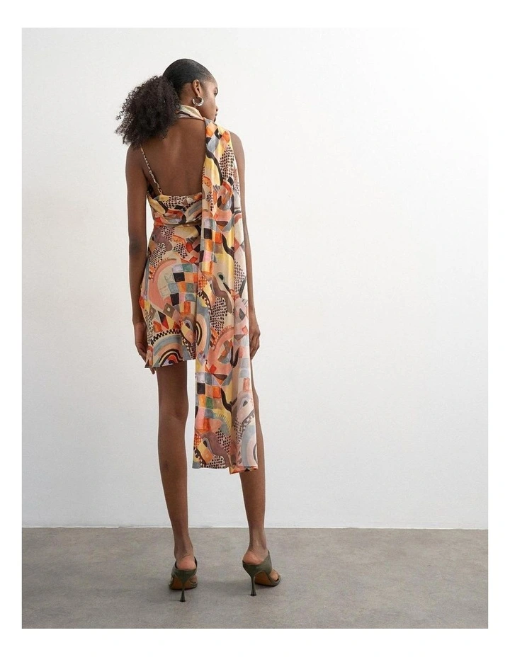 Viva Draped Scarf Mini Dress in Orange image 4