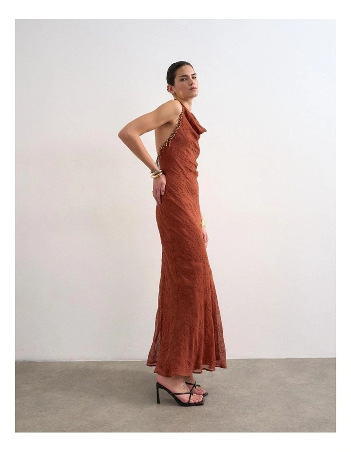 Nina Broderie Maxi Dress in Red image 2
