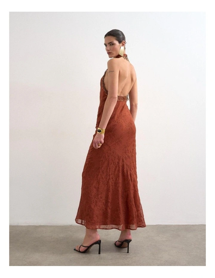 Nina Broderie Maxi Dress in Red image 3