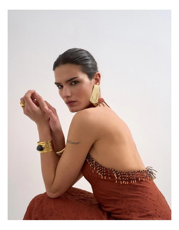 Nina Broderie Maxi Dress in Red image 4