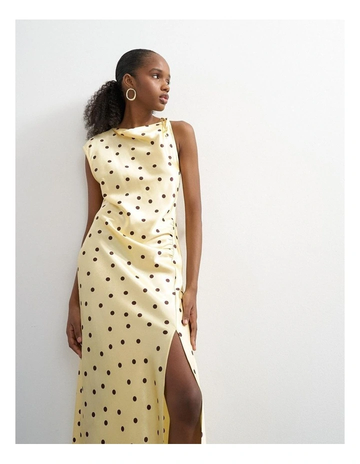 CALLA SATIN POLKA DOT MAXI DRESS image 2