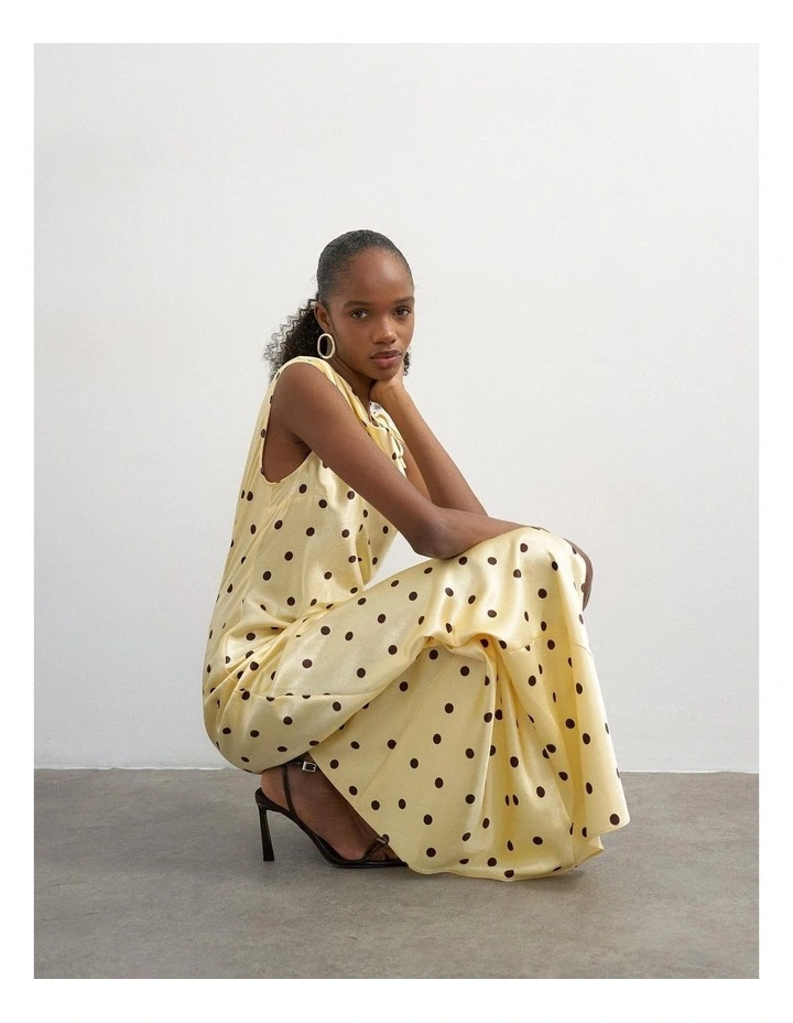 CALLA SATIN POLKA DOT MAXI DRESS image 3