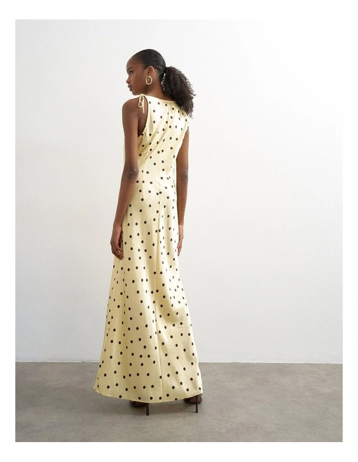CALLA SATIN POLKA DOT MAXI DRESS image 4