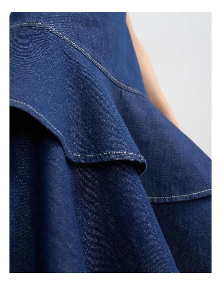 ANNIE DENIM RUFFLE DRESS BLUE DNM image 3