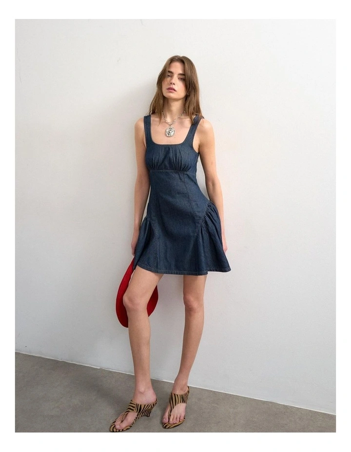 Eva Denim Peplum Hem Mini Dress image 1