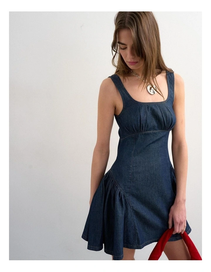 Eva Denim Peplum Hem Mini Dress image 2