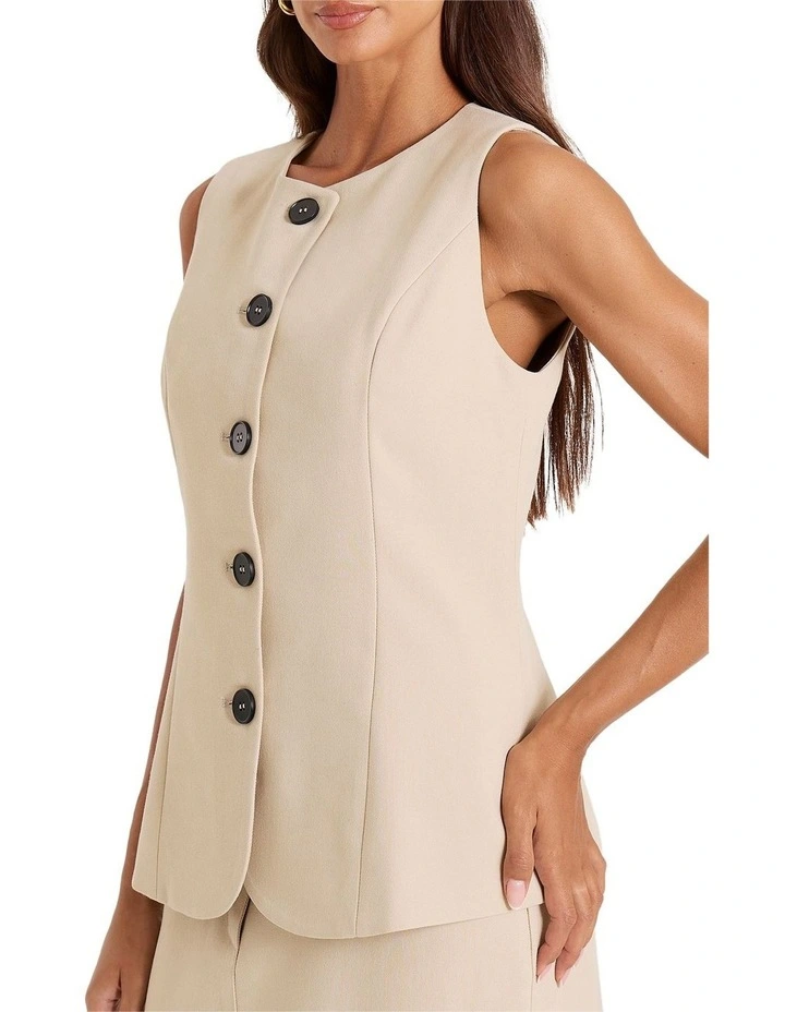 Elliana Longline Waistcoat in Beige image 3