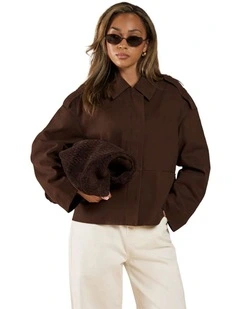 Kourt Cropped Jacket in Brown