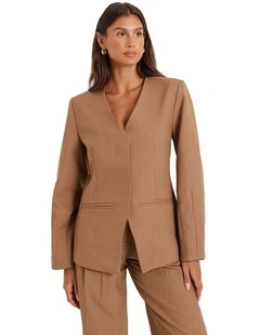 Stanlie Cocoon Sleeve Blazer in Brown