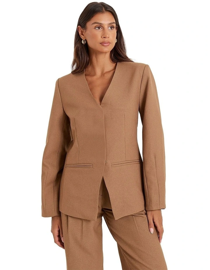 Stanlie Cocoon Sleeve Blazer in Brown image 1