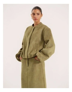Lorna Suede Bomber in Olive