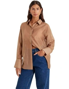 Gracey Sheer Shirt in Lt Brown