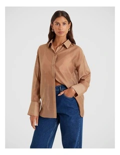 Gracey Sheer Shirt in Lt Brown