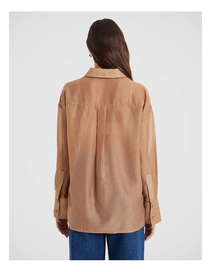 Gracey Sheer Shirt in Lt Brown image 2