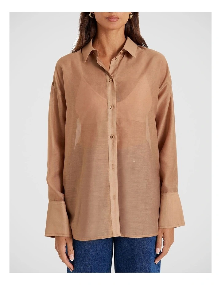 Gracey Sheer Shirt in Lt Brown image 3