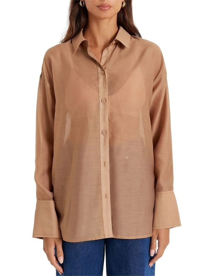 Gracey Sheer Shirt in Lt Brown image 3