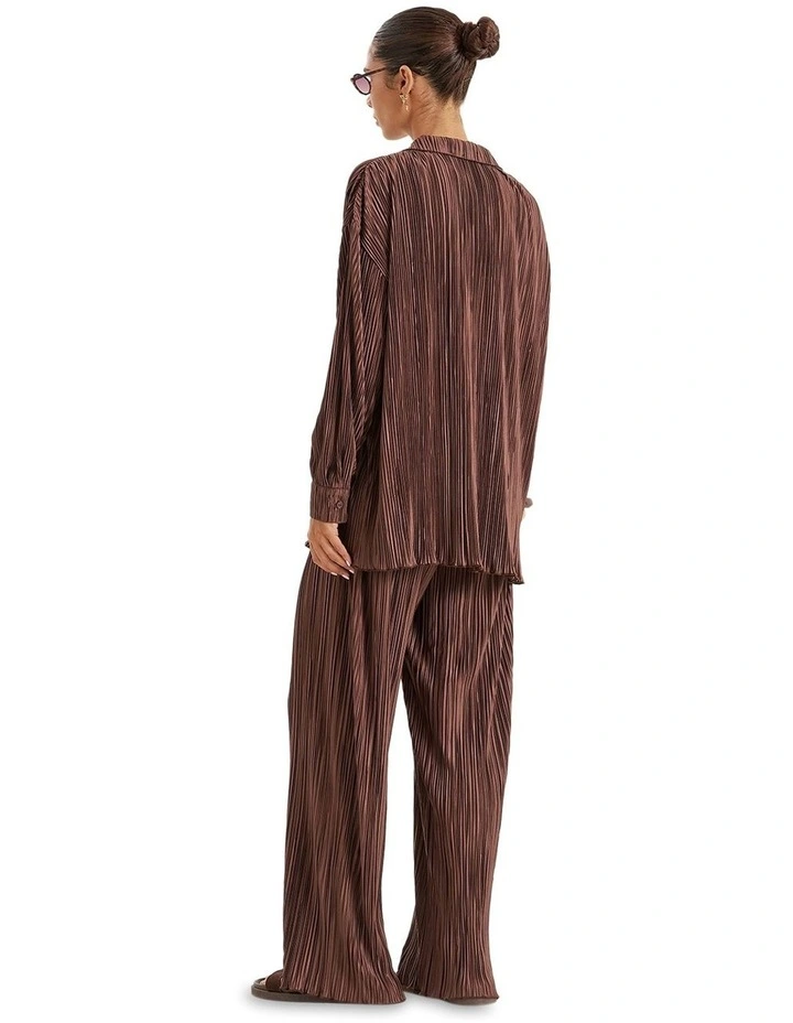 Palais Plisse Trouser in Brown image 2