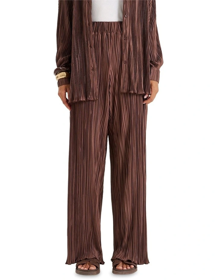 Palais Plisse Trouser in Brown image 3