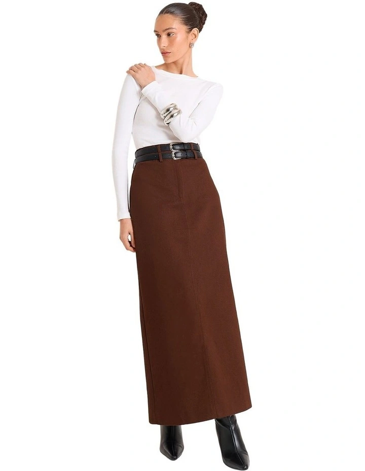 Maxine Double Belted Skirt in Brown image 1