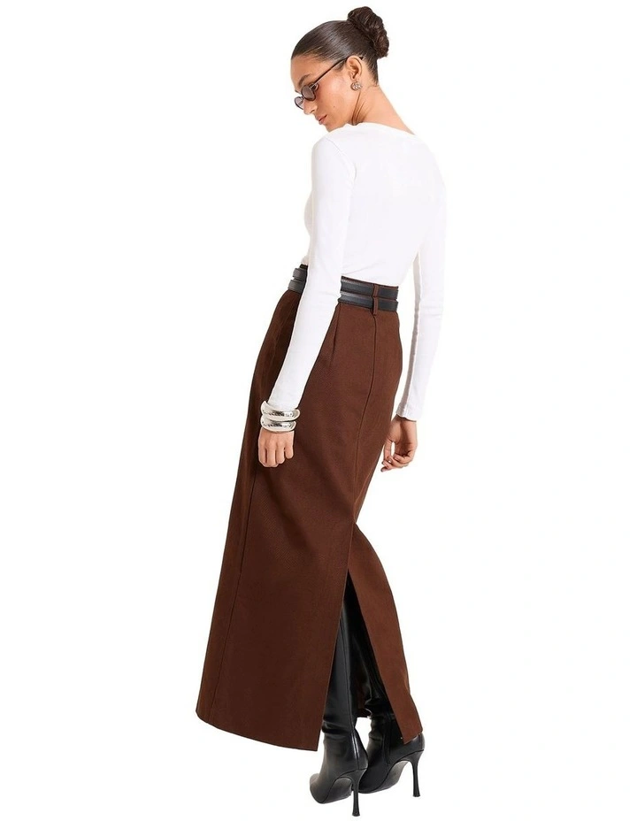 Maxine Double Belted Skirt in Brown image 2