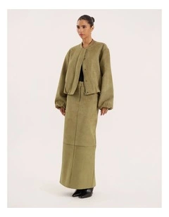 Lorna Suede Skirt in Olive