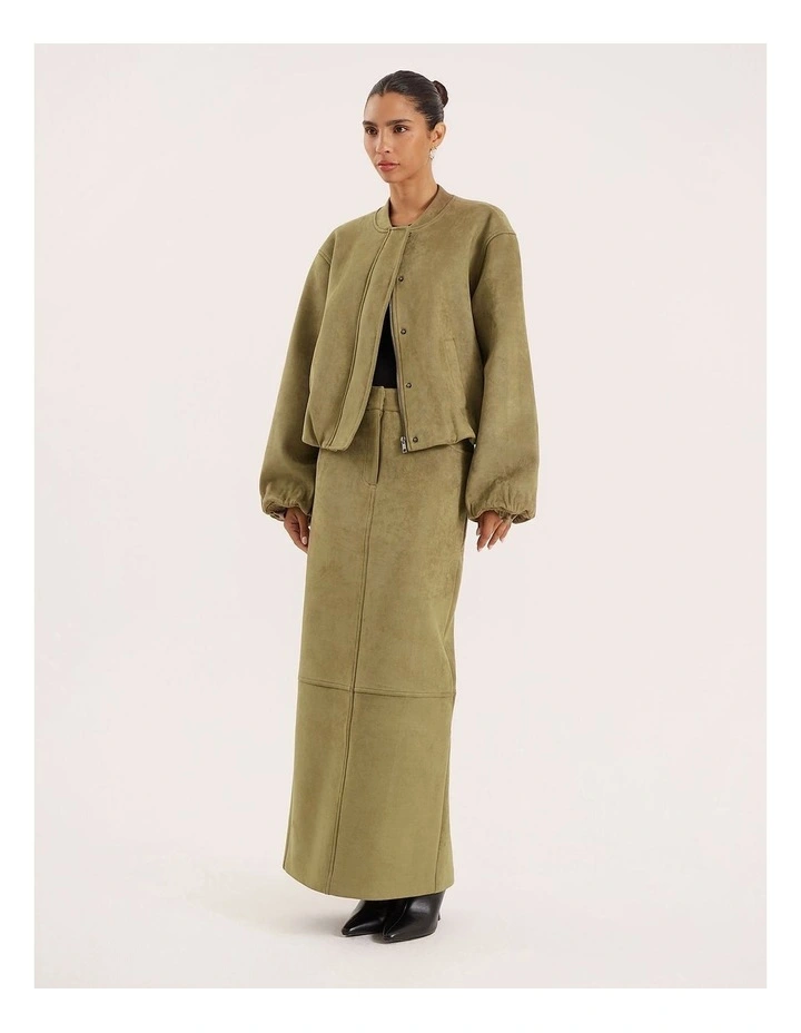 Lorna Suede Skirt in Olive image 1