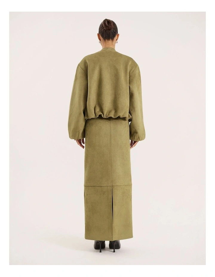 Lorna Suede Skirt in Olive image 2