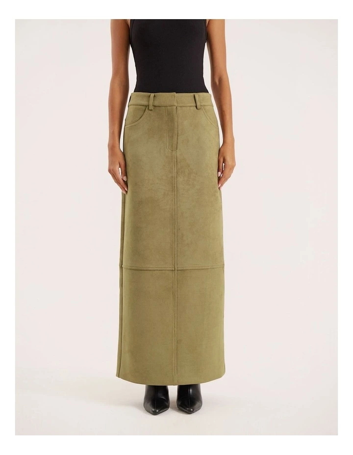 Lorna Suede Skirt in Olive image 4