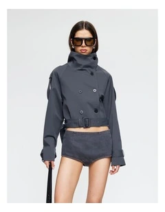 Blanc Cropped Trench in Grey