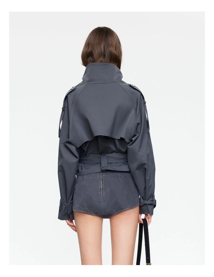Blanc Cropped Trench in Grey image 2