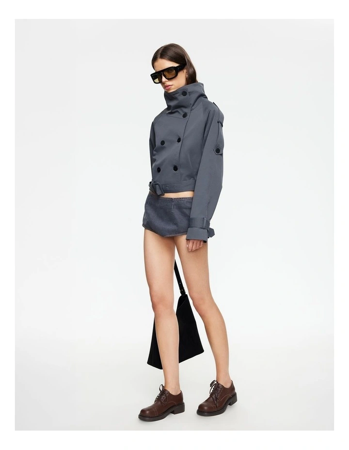Blanc Cropped Trench in Grey image 3
