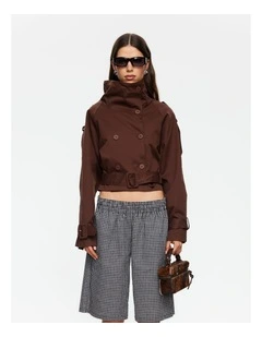 Blanc Cropped Trench in Chocolate