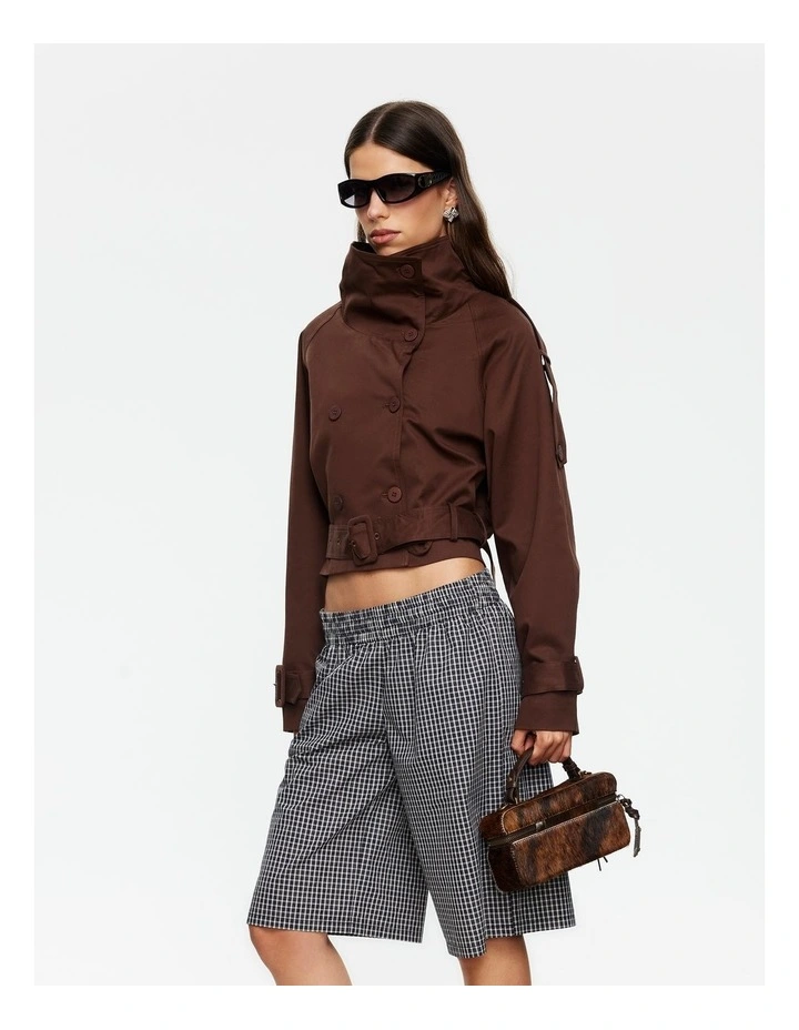 Blanc Cropped Trench in Chocolate image 3