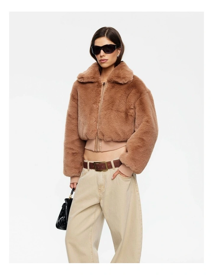 Drita Faux Fur Jacket in Bown image 3
