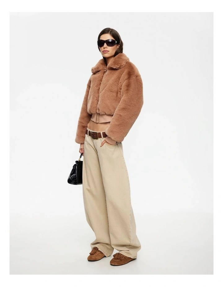 Drita Faux Fur Jacket in Bown image 4