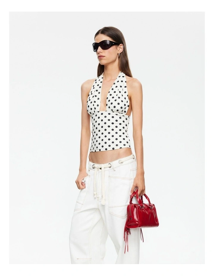 Safari Halter Neck Top in White image 3