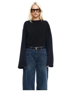 Bloom Long Sleeve Top in Black