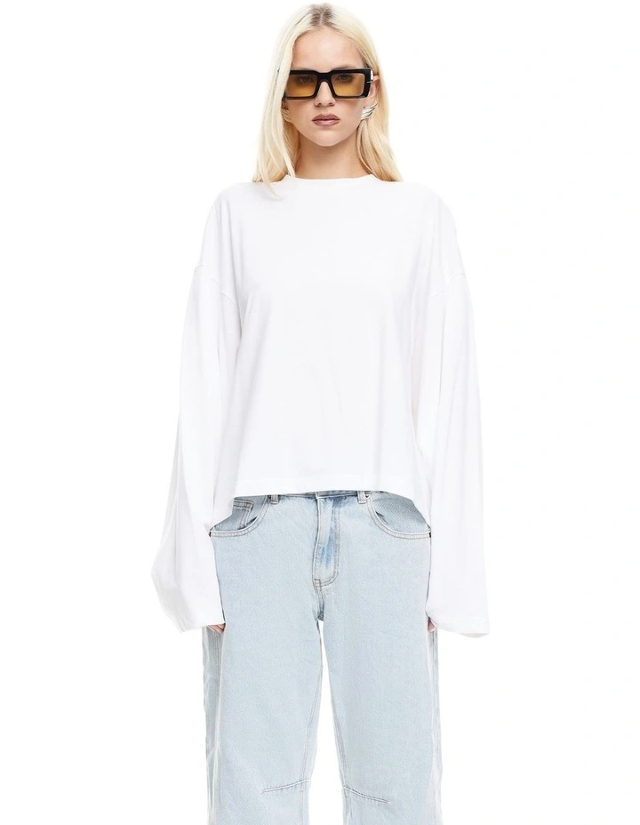 Bloom Long Sleeve Top in White image 1