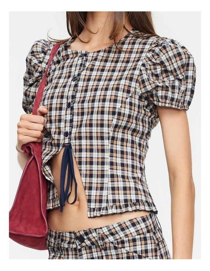 Bardot Top in Beige Check image 5
