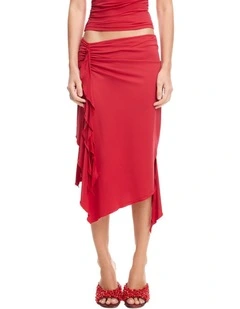 Rendezvous Midi Skirt in Red
