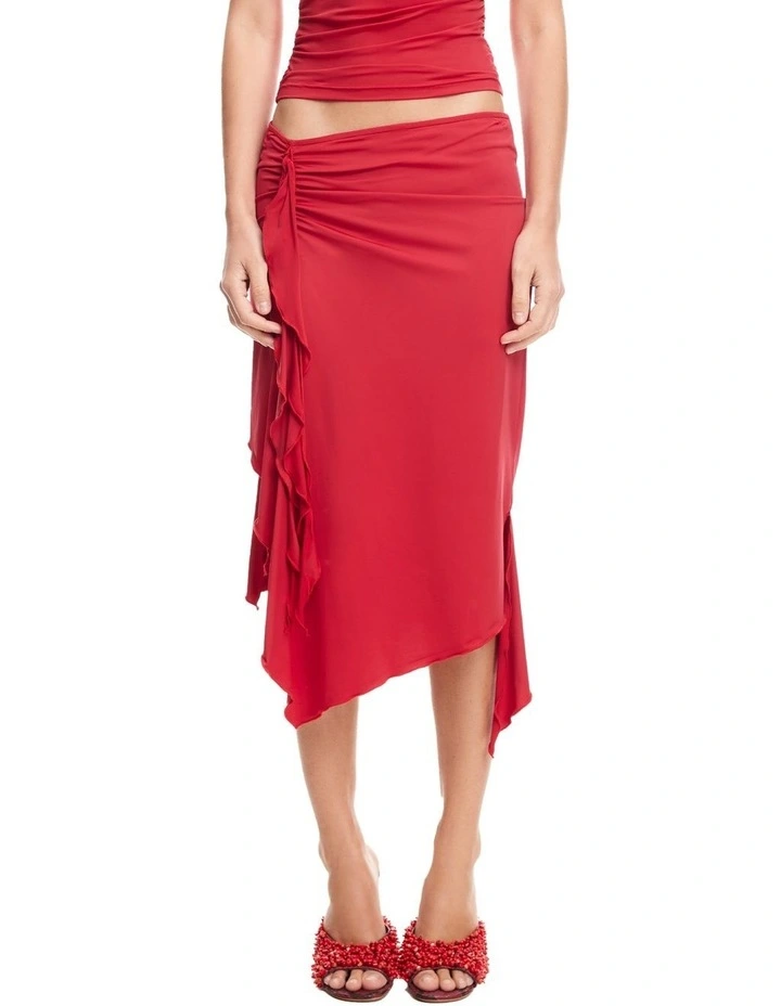 Rendezvous Midi Skirt in Red image 1