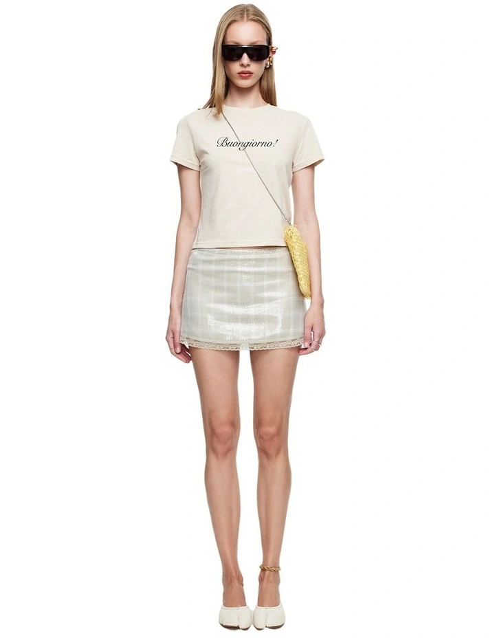 First Light Mini Skirt in Beige image 5