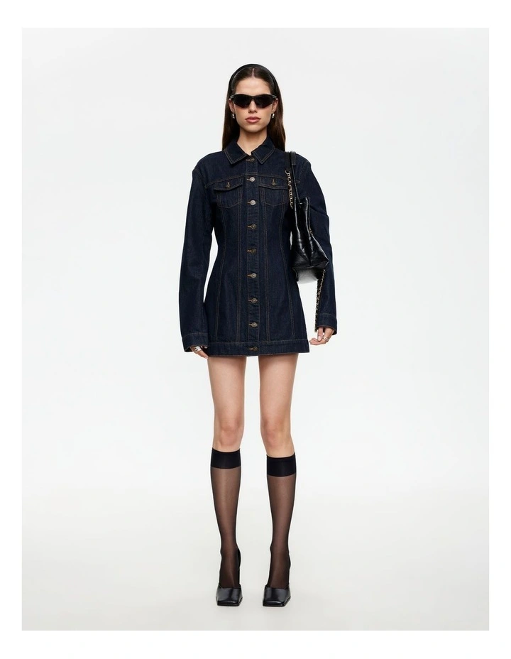 Rider Denim Mini Dress in Blue image 1