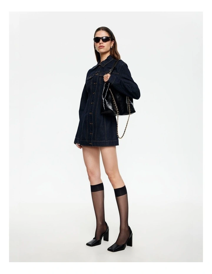 Rider Denim Mini Dress in Blue image 3