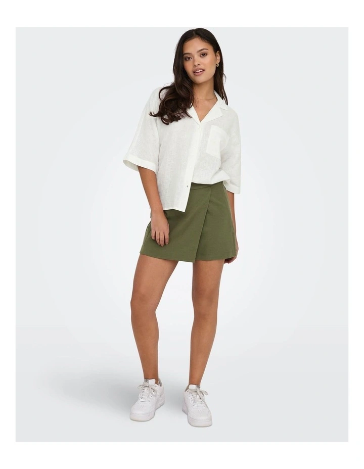 Tokyo Life Linen Blend Shirt in White image 3