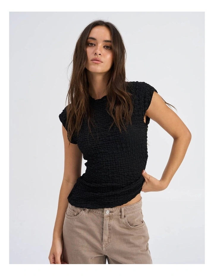 Adaly Textured Top in Black image 1