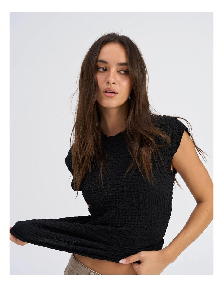 Adaly Textured Top in Black image 2