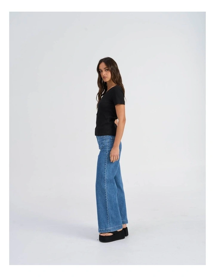 Simple Life Button Top in Black image 4