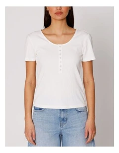 Simple Life Button Top in White