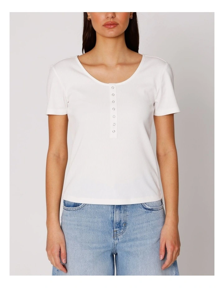 Simple Life Button Top in White image 1